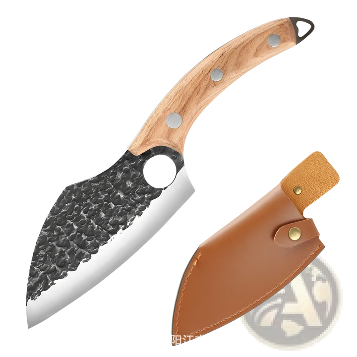Forged High Carbon Steel Outdoor Chef Knife with Sheath