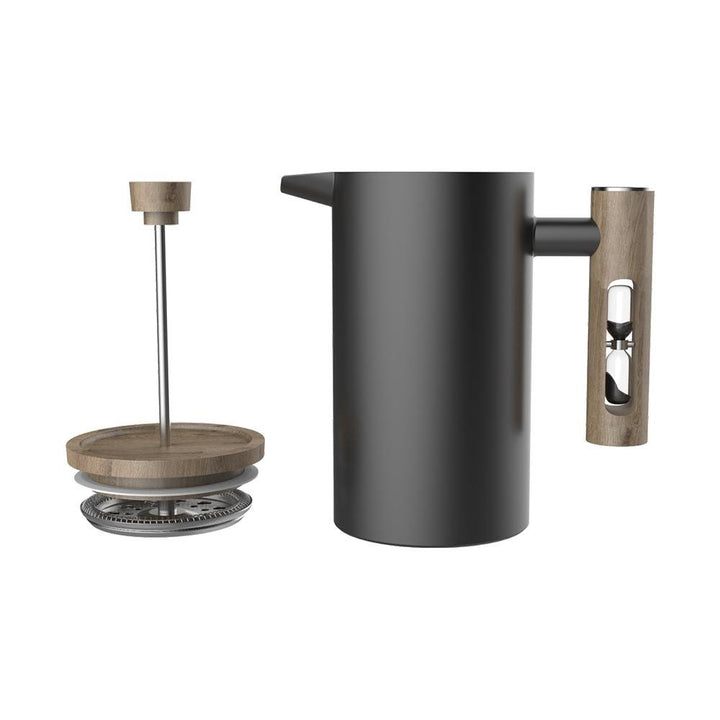 French Press with Timer - Black Stainless Steel