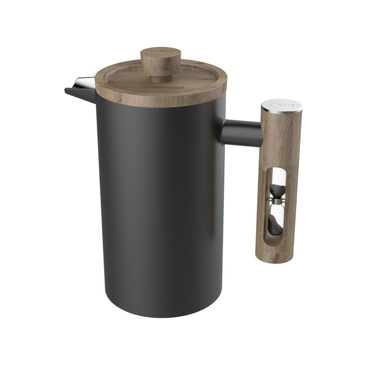 French Press with Timer - Black Stainless Steel