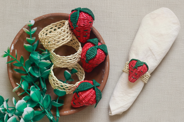 Strawberry Handwoven Iraca Napkin Ring