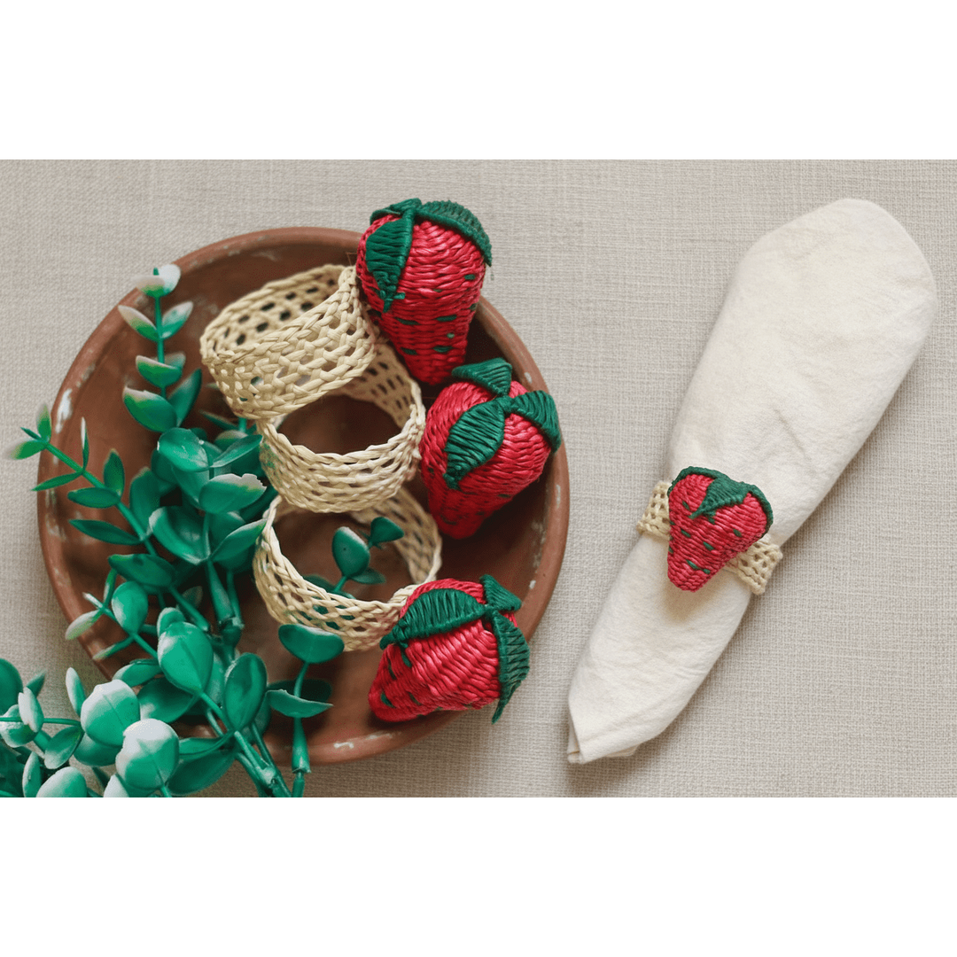 Strawberry Handwoven Iraca Napkin Ring — Napkin Ring, [material], MacondoForever