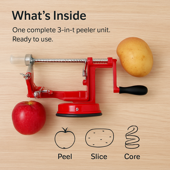 Apple Peeler Slicer Core with Suction Base 3 in 1