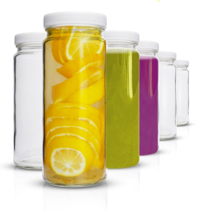Original Series Wide Mouth Glass Bottles w/ Lids & Silicone Liner, 16 oz