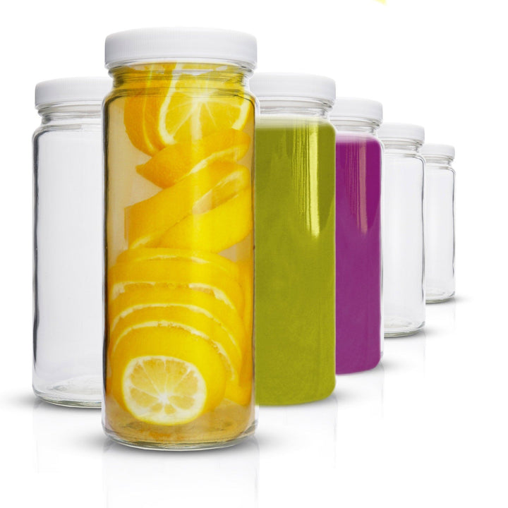 Original Series Wide Mouth Glass Bottles w/ Lids & Silicone Liner, 16 oz