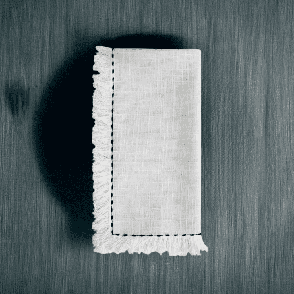 Cotton Napkins with Black Embroidery (Set of 4)