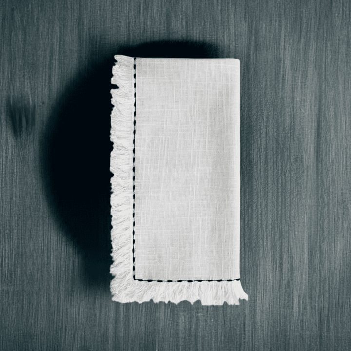 Cotton Napkins with Black Embroidery (Set of 4)