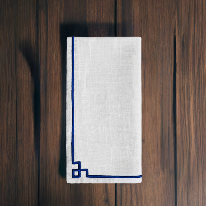 Cotton Napkins with Blue Embroidery (Set of 4)
