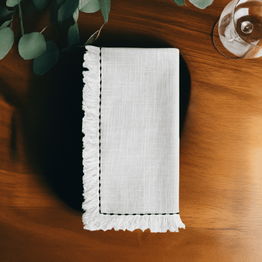 Cotton Napkins with Black Embroidery (Set of 4)