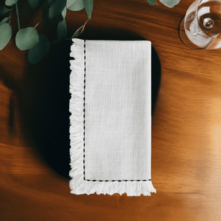 Cotton Napkins with Black Embroidery (Set of 4)
