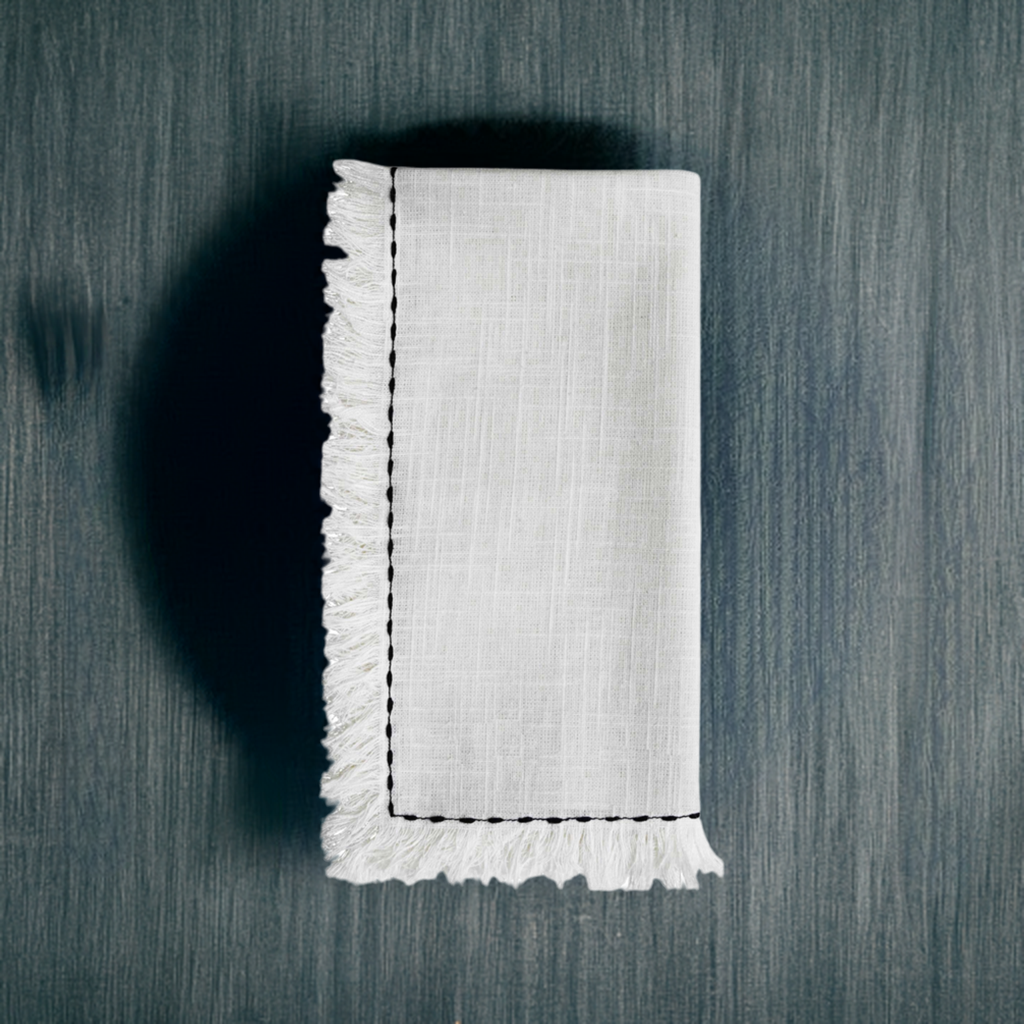 Cotton Napkins with Black Embroidery (Set of 4)