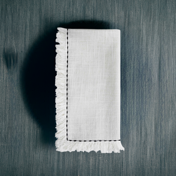 Cotton Napkins with Black Embroidery (Set of 4)