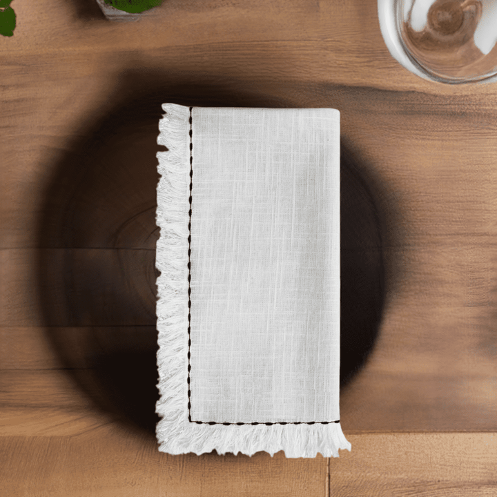 Cotton Napkins with Black Embroidery (Set of 4)