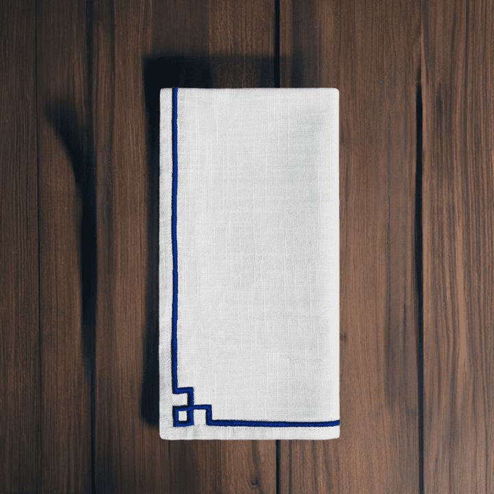 Cotton Napkins with Blue Embroidery (Set of 4)