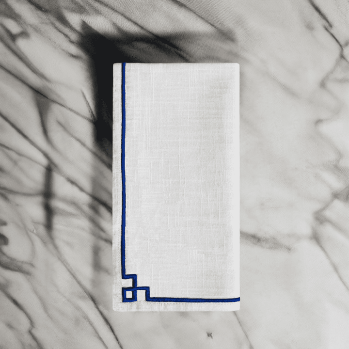 Cotton Napkins with Blue Embroidery (Set of 4)