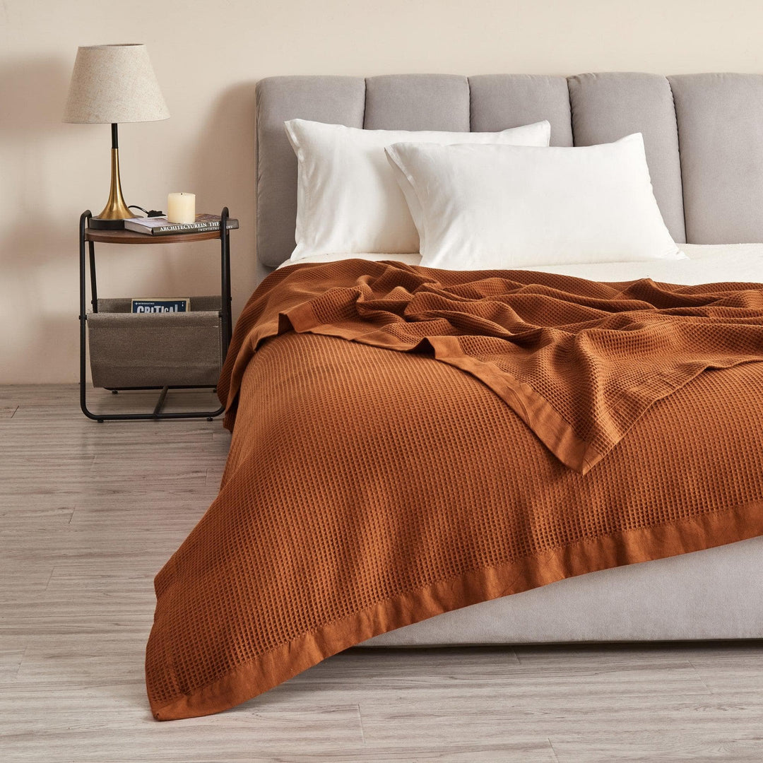 100% Cotton Small Waffle Weave Blanket - Hazel Collection