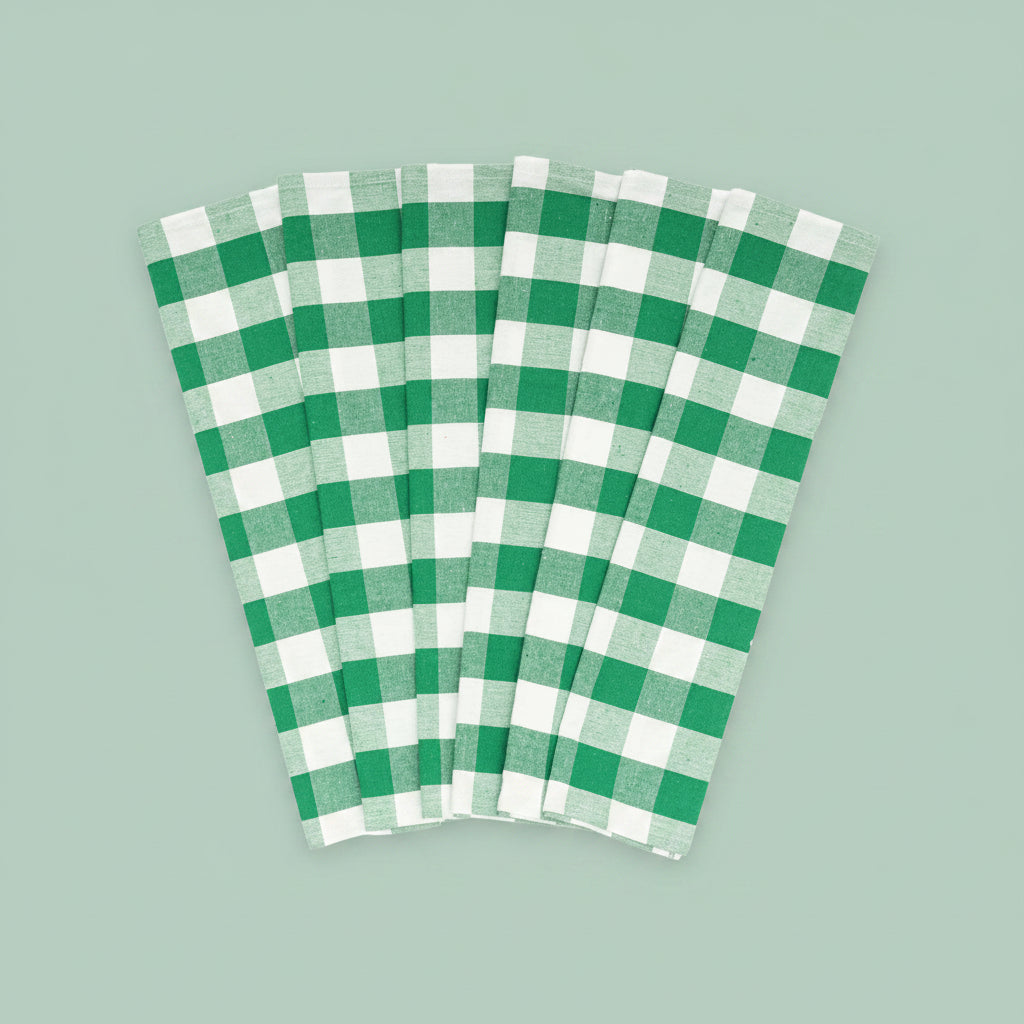 Cotton Plaid Kitchen Towels (Set of 6