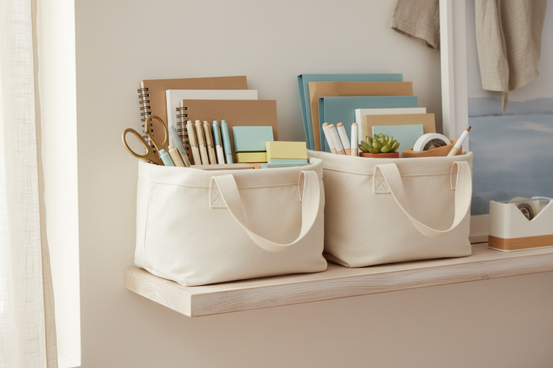Reusable Organic Cotton Canvas Bins (Set of 2)