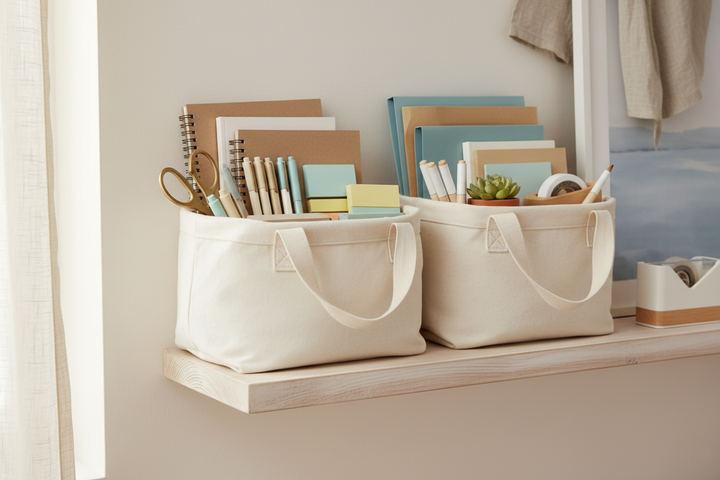 Reusable Organic Cotton Canvas Bins (Set of 2)