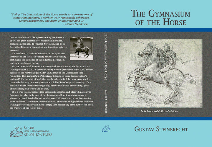Hardcover collector's edition of The Gymnasium of the Horse, rider and horse sketch cover