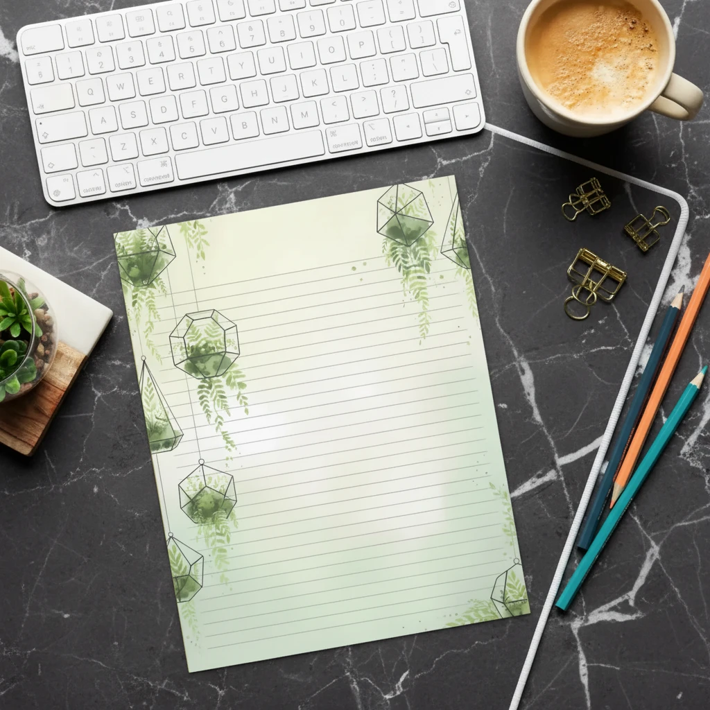 Botanical Terrarium Plant Ruled Notepad - Large 8.5x11 - DipaliZ