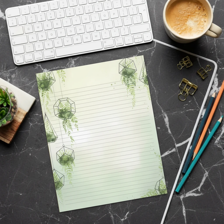 Botanical Terrarium Plant Ruled Notepad - Large 8.5x11 - DipaliZ
