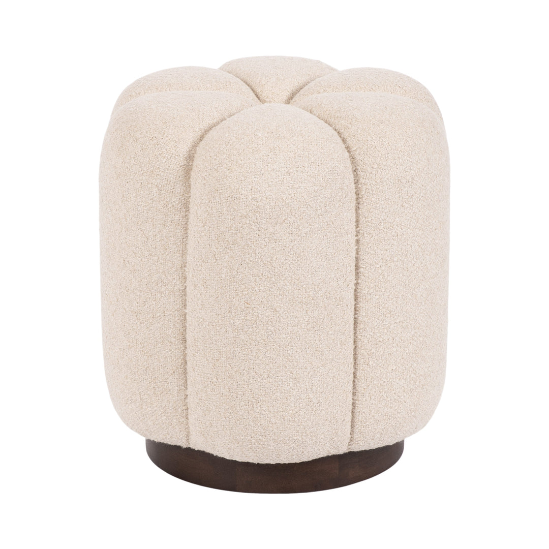 Lucida Round Tufted Ottoman Fabric and Wood