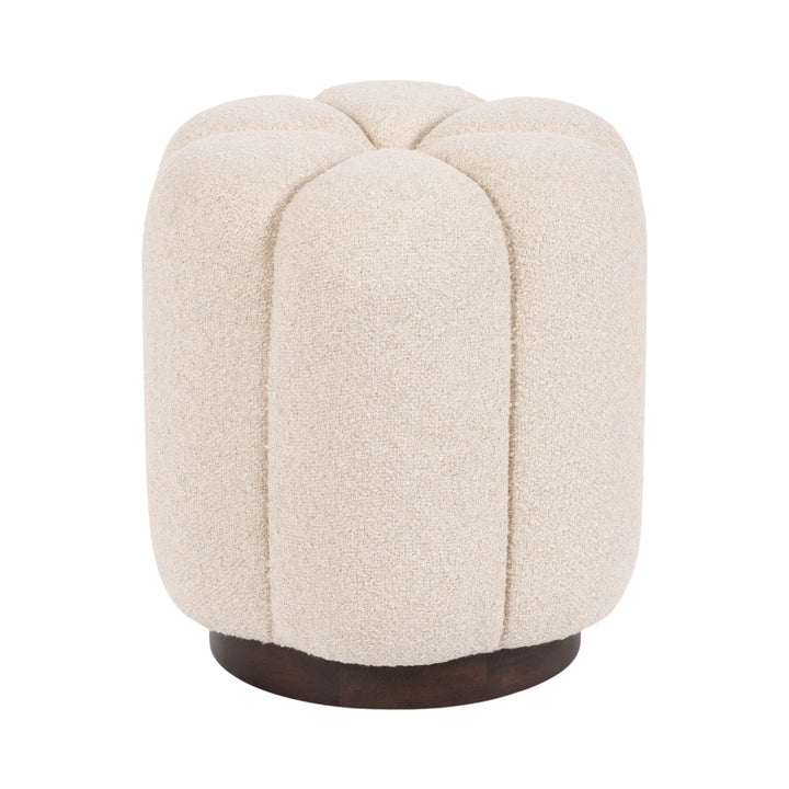 Lucida Round Tufted Ottoman Fabric and Wood