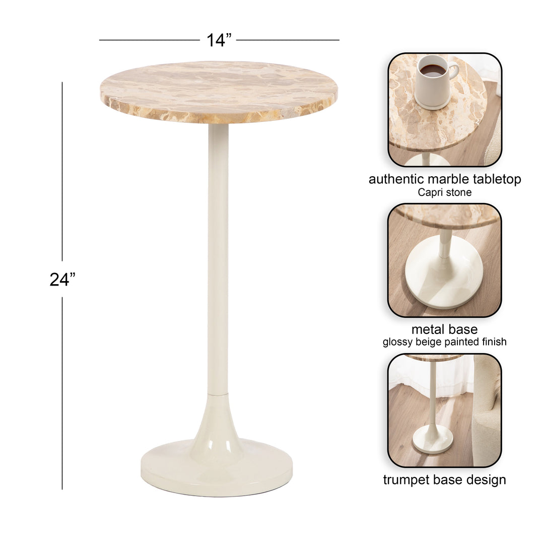 Baronet Round Marble and Metal Table