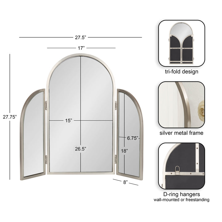 Amoli Tri-Fold Arch Metal Mirror