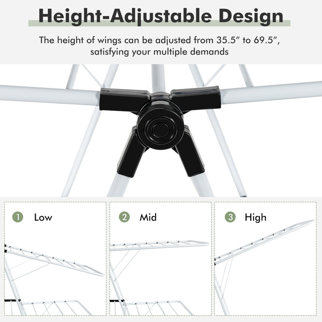 2-Tier Foldable Clothes Drying Rack with Adjustable Gullwing