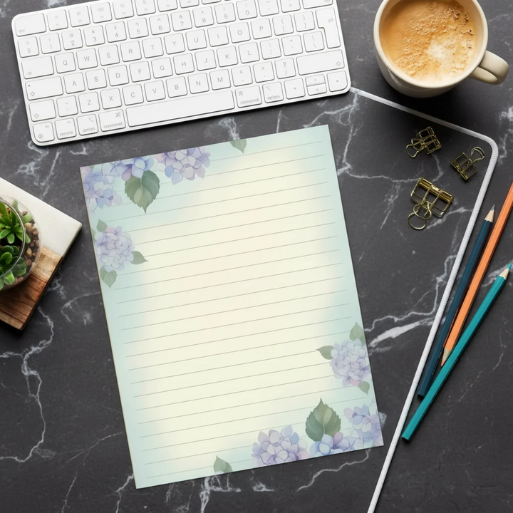 Hydrangea Flower Garden Notepad Single Sided Pages - DipaliZ
