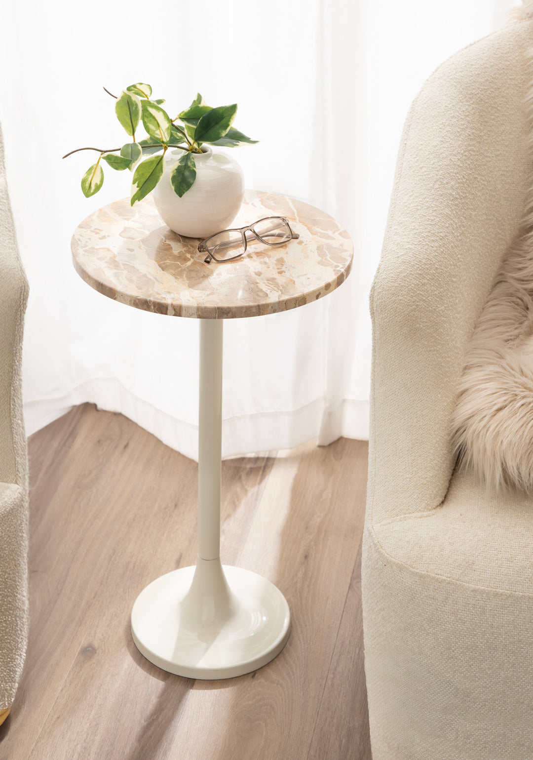 Baronet Round Marble and Metal Table