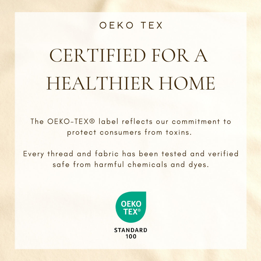 Oeko-Tex certified for a healthier home, Standard 100 label on cotton flannel