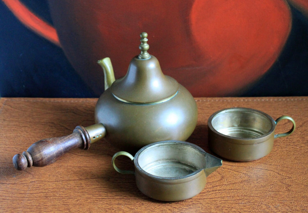 Antique Copper Turkish Coffee Maker Set with Bell Lid
