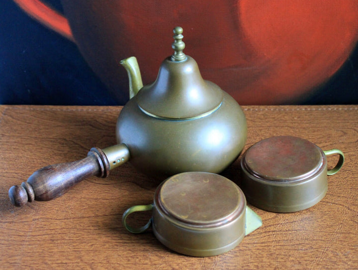 Antique Copper Turkish Coffee Maker Set with Bell Lid
