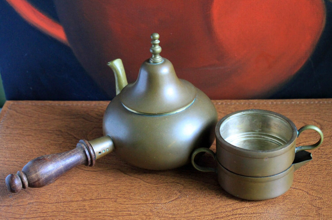 Antique Copper Turkish Coffee Maker Set with Bell Lid