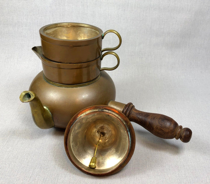 Antique Copper Turkish Coffee Maker Set with Bell Lid