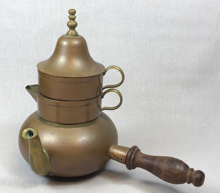 Antique Copper Turkish Coffee Maker Set with Bell Lid