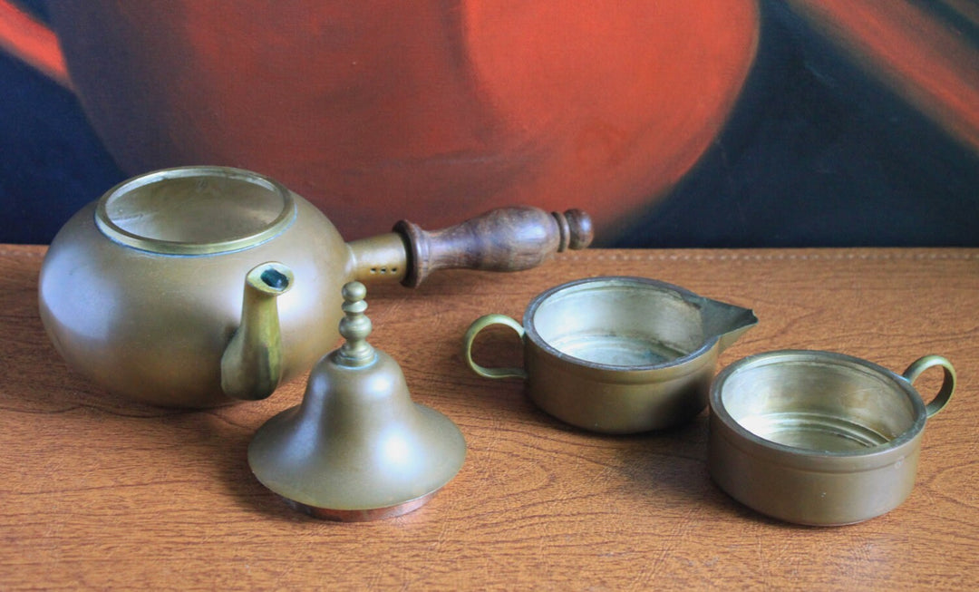 Antique Copper Turkish Coffee Maker Set with Bell Lid