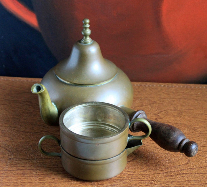 Antique Copper Turkish Coffee Maker Set with Bell Lid