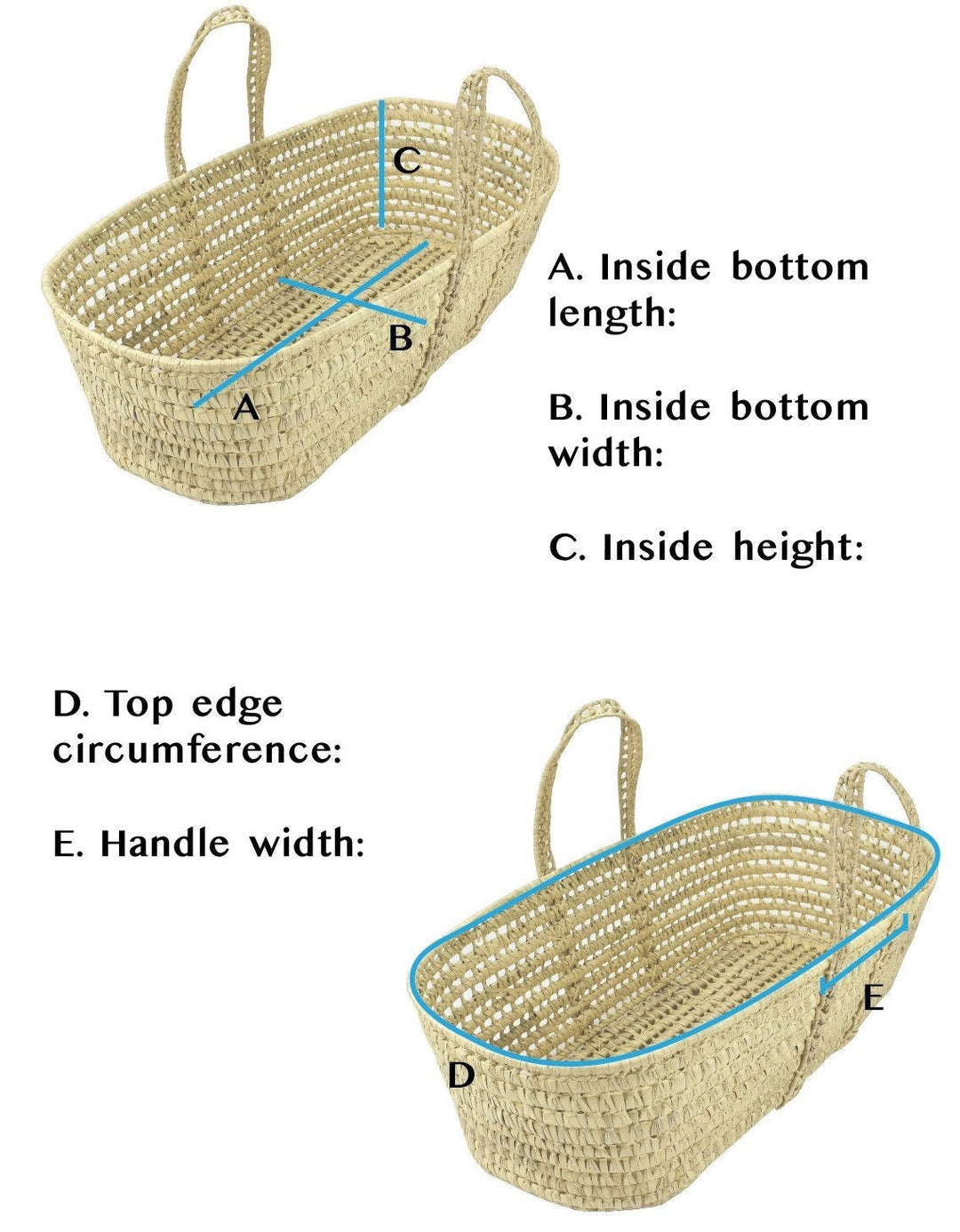 Modern Style Liner Cover ONLY for Palm Moses Basket - Custom Made