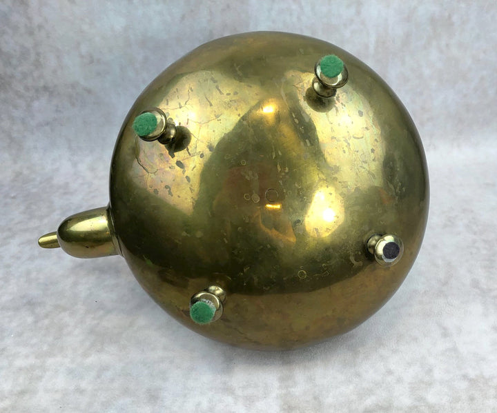 Antique Brass Kettle with Yellow Glass Handle—Vintage Decor