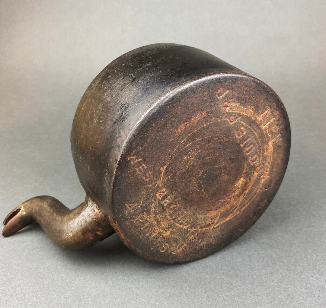 Antique Iron Kettle with Brass Lid