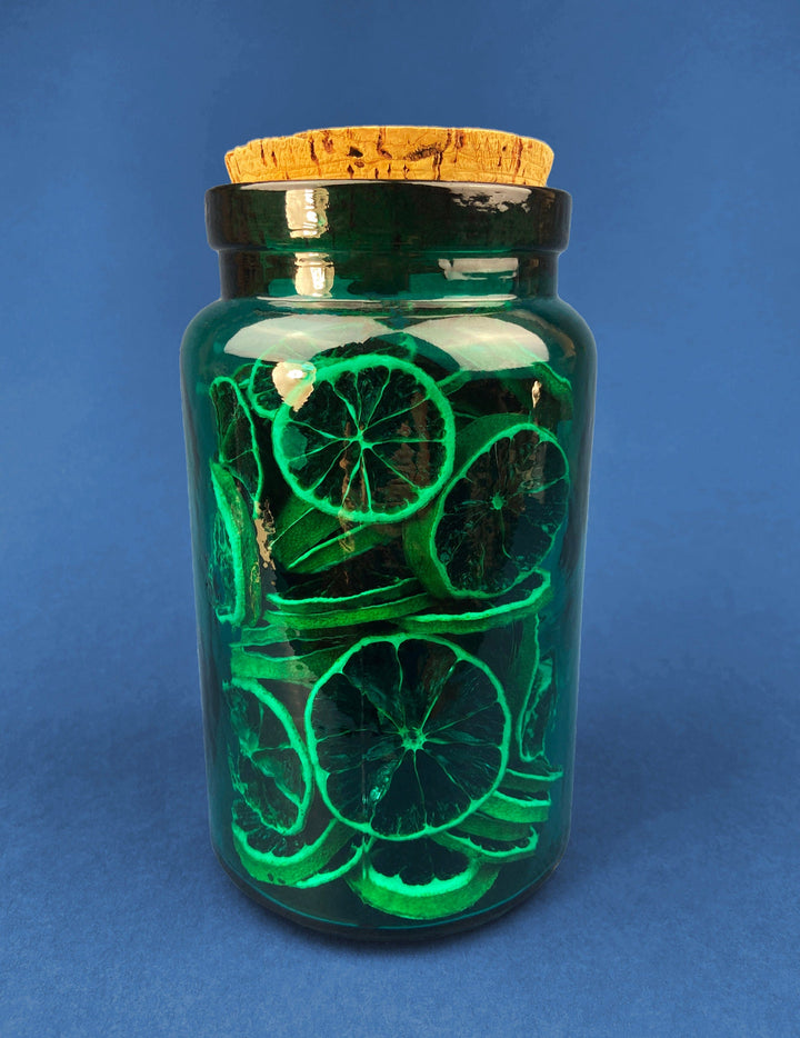 Vintage Green Glass Jar with Cork Lid