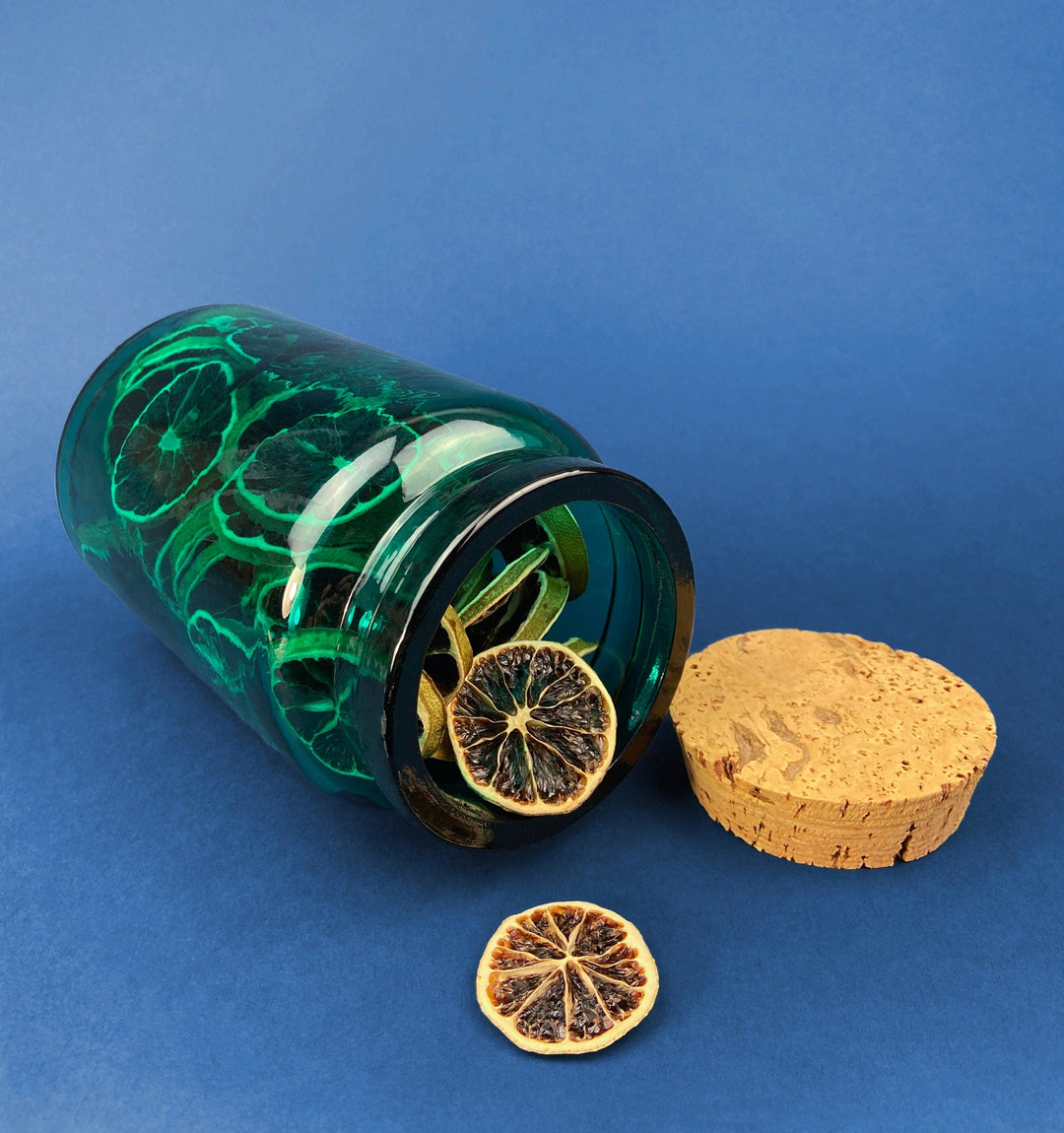 Vintage Green Glass Jar with Cork Lid