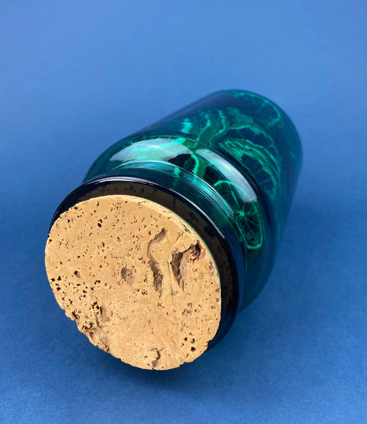 Vintage Green Glass Jar with Cork Lid