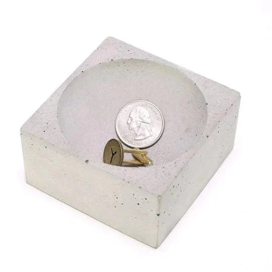 Concrete Square Pinch Bowl: White — Serveware, [material], Port Living Co.