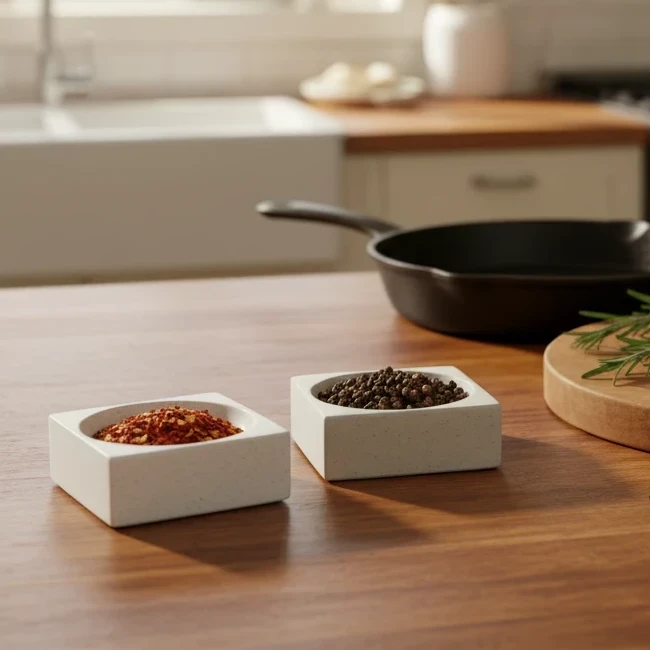 Concrete Square Pinch Bowl: Gray — Serveware, [material], Port Living Co.