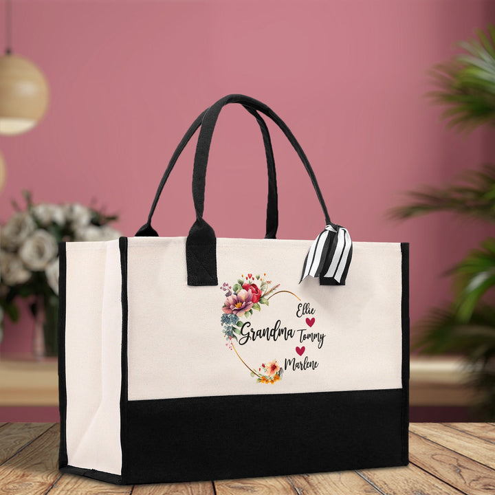Grandma and Grandkids Names Cotton Canvas Tote Bag Grandma Tote Bag Grandma Nana Bag Grandma Gift Bag Shopping Bag Mothers Day Gift
