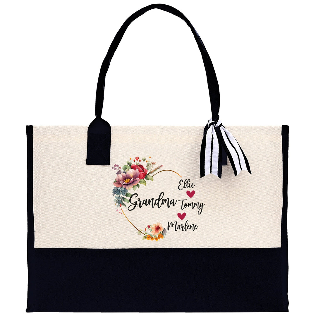 Grandma and Grandkids Names Cotton Canvas Tote Bag Grandma Tote Bag Grandma Nana Bag Grandma Gift Bag Shopping Bag Mothers Day Gift